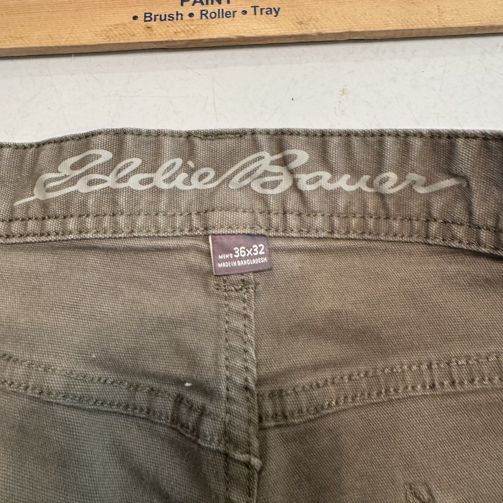 Eddie Bauer Men Pants 36x32 (36x29)Tan Khaki Utility Pants Carpenter Canvas - Picture 5 of 13